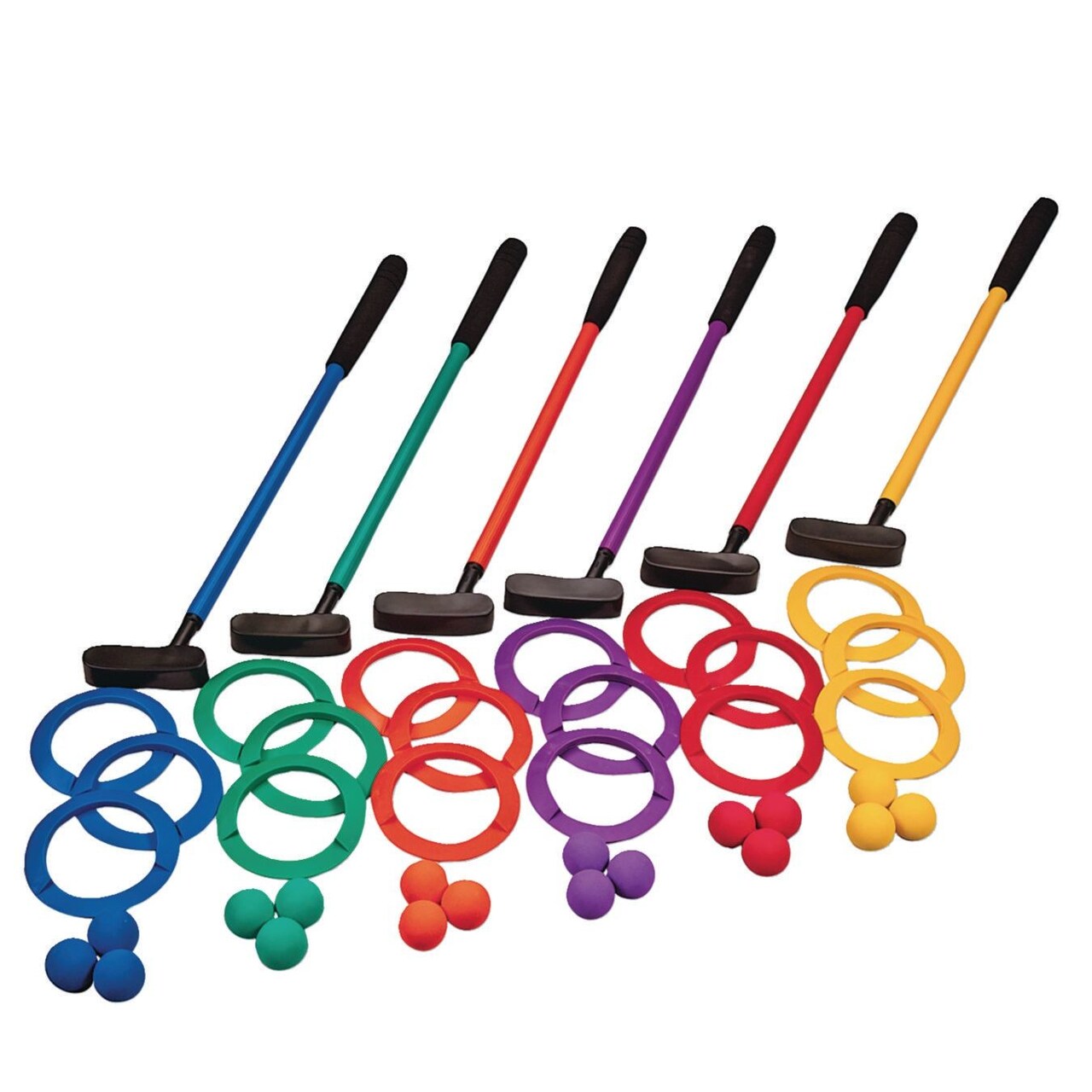 Spectrum Youth Mini Golf Club, Ball and Target Set. Includes 6 - 24" Putters, 18 Smooth Foam Golf Balls and 18 Targets. Kids can Build Putting Skills Indoors or Out.